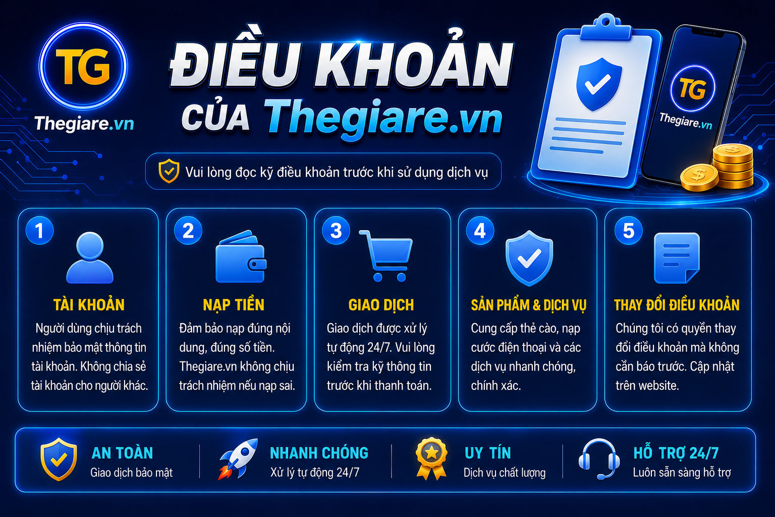 Chính sách & Điều khoản của Thegiare.vn